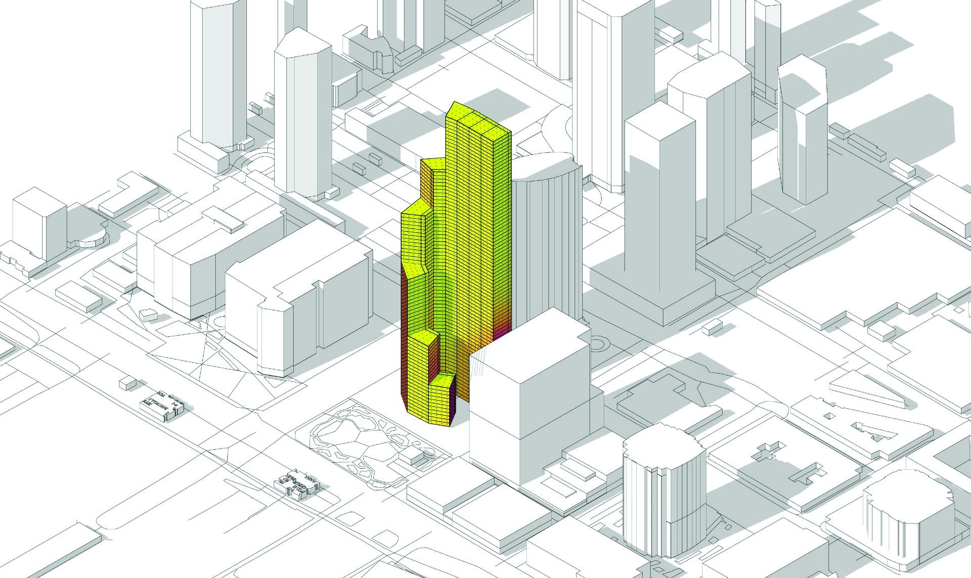 Overhang depth studies: max depth exaggerated so the change is visible