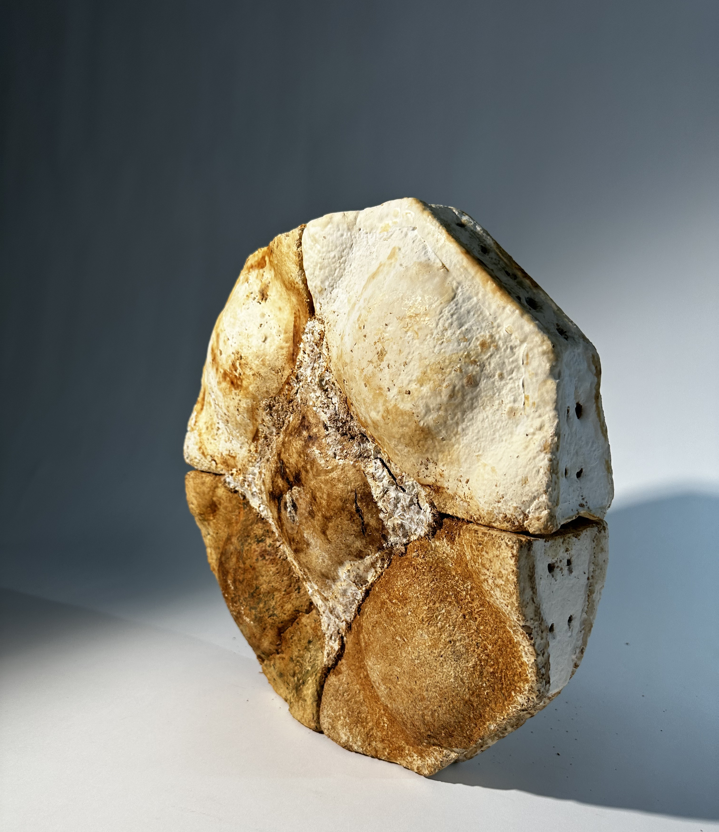 Finished block, three-quarter view showing the dowel holes